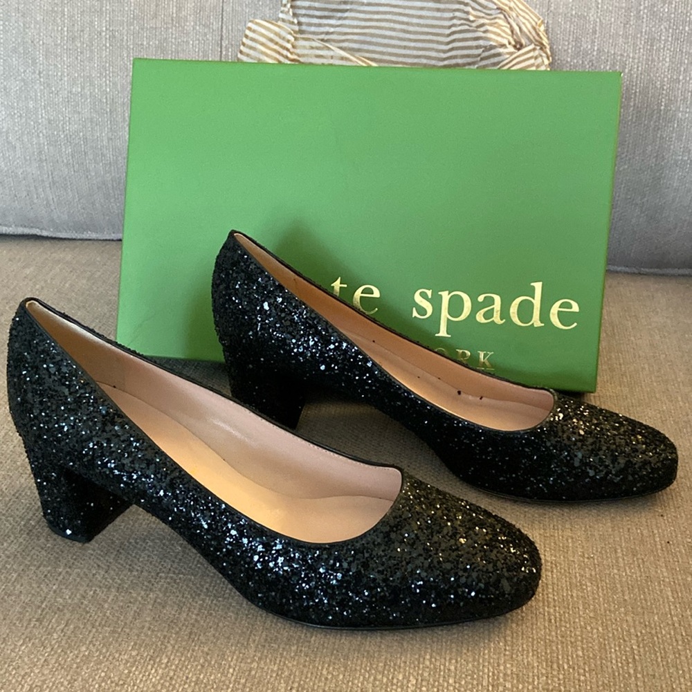 Kate Spade Dolores Black Glitter Pumps
